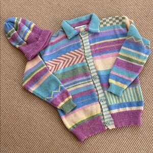 Handmade Vintage Christine Foley “Art-To-Wear”
Girl’s Pastel Cardigan Sweater